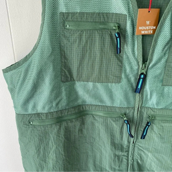 HOUSTON WHITE Collection Adult Unisex Green Ripstop Multi Pocket Vest Size XL - Picture 11 of 15